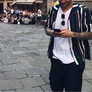 CHAPTER - Blue and White Striped Men's Shirt